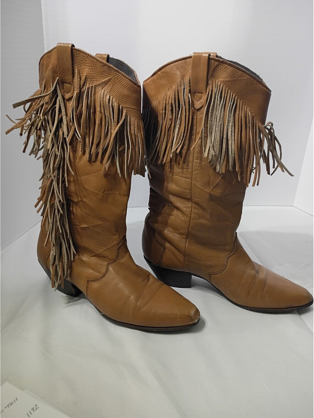 Women's Leather Fringe Cowboy Boots Size 7 1146